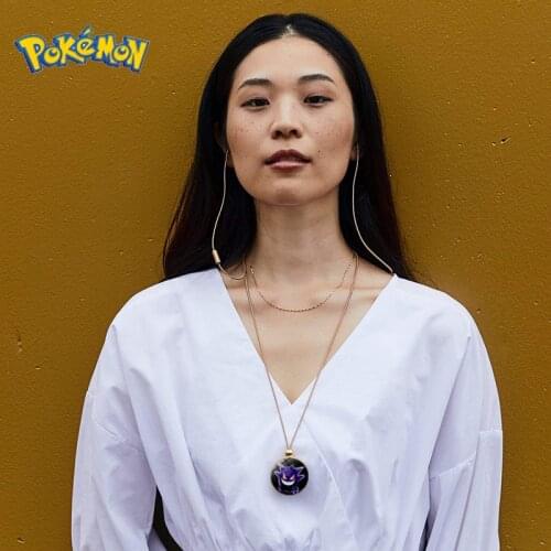 Pokemon Gengar Time Gemstone Glass Pendant Necklace Cartoon Anime Character Cute Style Jewelry Chain Necklace Birthday Gift