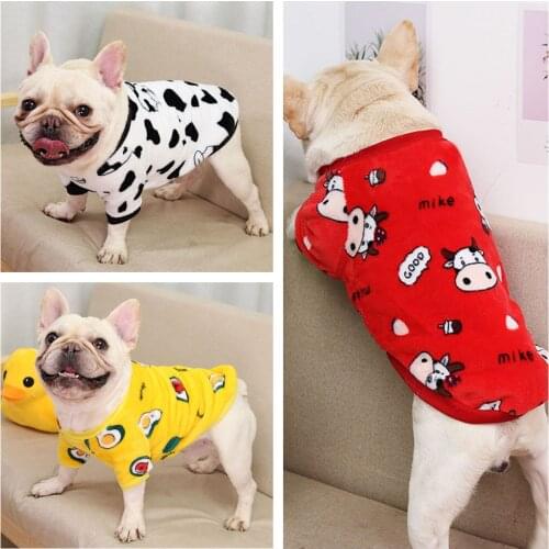 Cute Print Small Dog Hoodie Coat Winter Warm Pet Clothes for French Bulldog Shi-Tzu Sweatshirt Puppy Dog Cat Pet Clothing