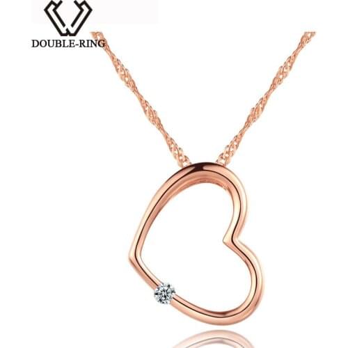 DOUBLE-R Heart Necklaces Pendants Female 0.03ct Diamond Solid 925 Sterling Silver Birthday Gift Jewelry Gift Box CAP03740SA-3