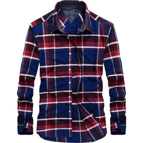 Mens Long Sleeve Shirts Spring Autumn Plaid shirt Man Casual shirt Men Male Mens Clothing middle age Grid Tops