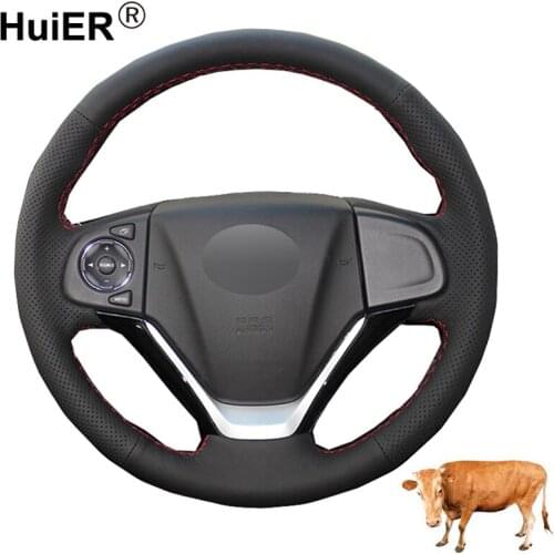 Hand Sewing Car Steering Wheel Cover Volant Top Layer Cow Leather Stuurhoes Volant For Honda CR-V CRV 2012 2013 2014 2015 2016
