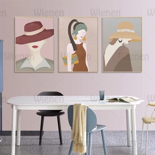 Nordic Poster Fashion Girl Figure Wall Art Minimalist Morandi Canvas Painting Decorative Picture Living Room Bedroom Home Decor