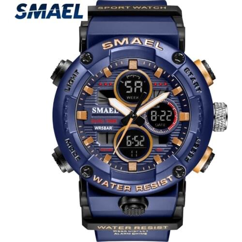 SMAEL Sport Watch Men Waterproof LED Digital Watches Stopwatch Big Dial Clock For Male 8038 relogio masculino Men Watches Quartz