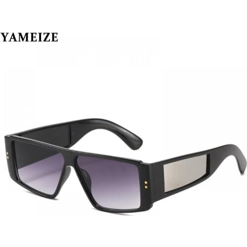 YAMEIZE Fashion Vintage Sunglasses Women Men Brand Design Retro Rectangle Sunglasses Punk Flat Top Square Sun Glasses Oculos UV