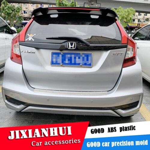 For Fit Spoiler 2018-2019 Honda Jazz Long Ligh-D Spoiler ABS plastic Material Car Rear Wing Color Rear Spoiler