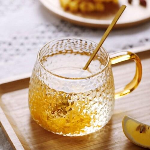 420 ML High Temperature Resistant Glass With A Cup Of Hammer Cup Home Tea Coffee Milk Juice Cup Treatment Cup Kitchen Tool