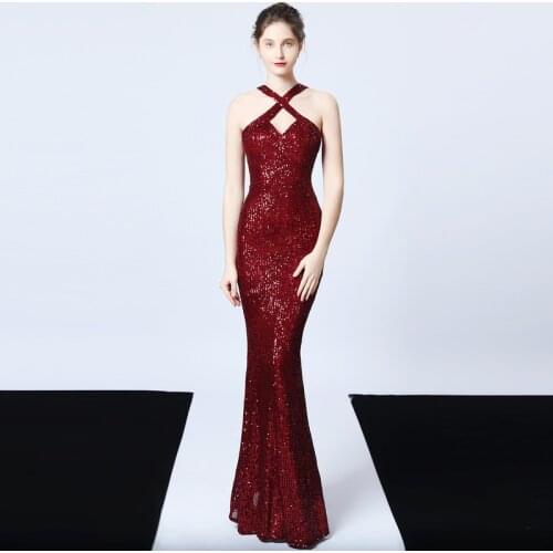 2020 Sequins Pparty Dress Tail Long Banquet Cultivate Morality Presided Over Noble Elegant Aristocratic Party Convention