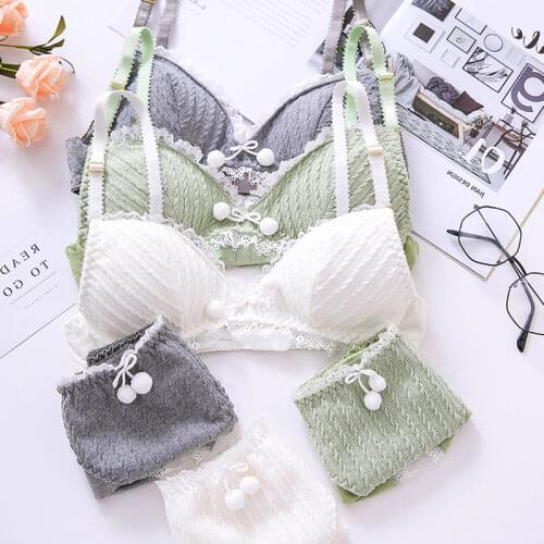 Japanese Sexy Girls Underwear Bras Bralette Panty Bra Suits Cute Lolita Bow Cotton Bra Thong Set Underwear Lingerie Schoolgirl