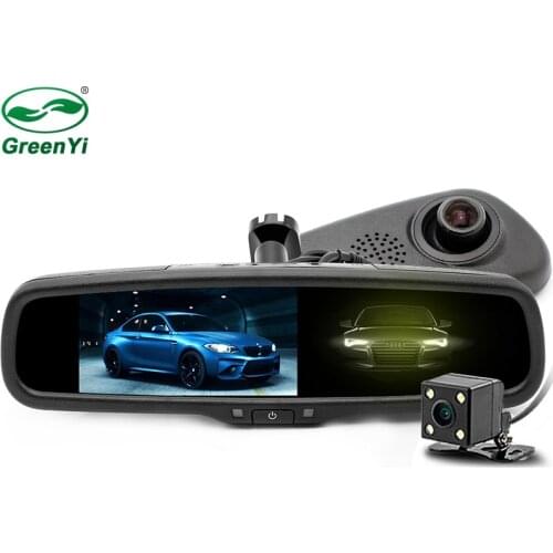 GreenYi HD 5 Inch IPS LCD Screen 1080P Auto Dimming Anti-Glare Car DVR Bracket Mirror Monitor Camera Digital Video Recorder