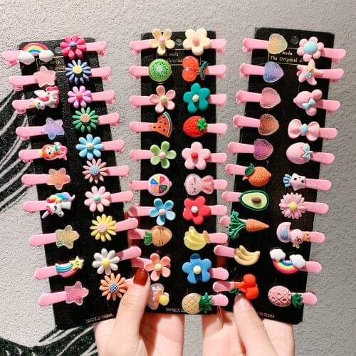 10pcs Set Flower Fruit Cartoon Children Accessories For Hair Sweet Cute Lovely Little Baby Barrettes Candy Color Girl Hair Clip