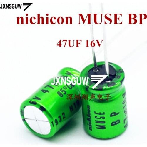 10PCS NICHICON MUSE BP 16V47UF 8X11.5MM Green Non Polar 47UF/16V Audio Electrolytic Capacitor ES 16V 47UF MUSE-BP