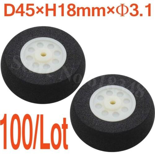 100PCS /Lot 45mm Light Foam Tail Wheels Thickness:18mm Axle hole: 3.1mm For Remote control RC Airplane Parts Replacement
