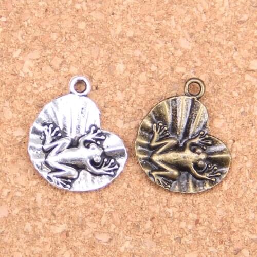 100pcs Charms frog on lily pad 18x17mm Antique Pendants,Vintage Tibetan Silver Jewelry,DIY for bracelet necklace