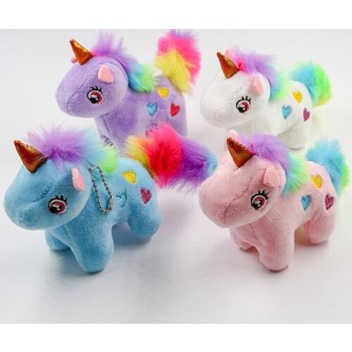 15CM Colorful Unicorn Plush Toy Pendant Keychain Stuffed Animal Small Horse Pendant Bag Accessories Toys