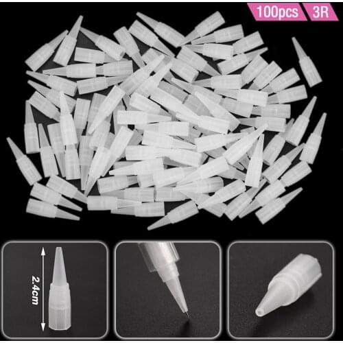 1RL 3R 5RL 100PCSPlastic Nozzles Tattoo Steril Permanent Makeup Tips Puntas Tatuaje Ponta Tattoo Tips Tube Nozzle Buse Tatouage