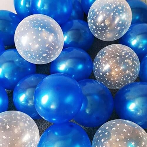 20Pcs/lot Blue Clear star Round Ballons Transparent Balloons Latex Helium Birthday Party baloons Baby Shower Wedding Decor Ball