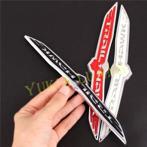 3D White Trail Hawk Logo Alloy Metal Car Rear Trunk Lid Badge Sticker for JEEP