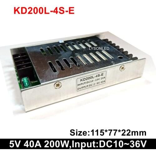 5V40A 200W Slim Bus/vehicle LED Scrolling Message Display Power Supply , Input DC10~36V Signboard Driver