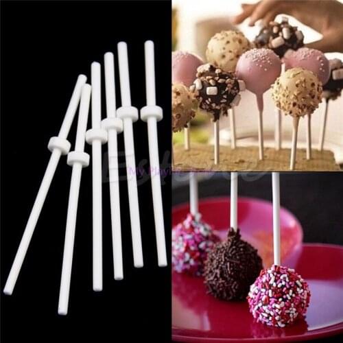 6Pcs Candy Lollipop Sticks Food Sucker Stick Chocolate Cake sticks Sweet Candy DIY Making Kitchen Baking Supplies White C42