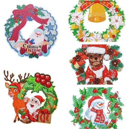 Diamond Painting Wreath for Door Diamond Embroidery Kit Special Shaped Drill DIY Cross Stitch Diamond Art Craft Home Decoration