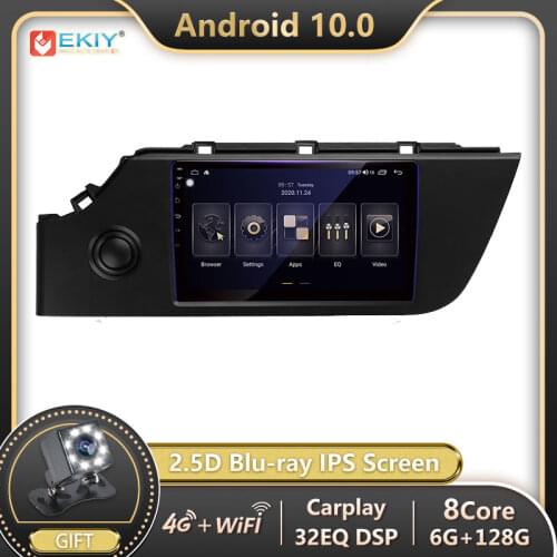 EKIY 6+128G Autoradio Android 10.0 For Kia Rio 4 IV FB 2020-2021 Car Radio Multimedia Blu-ray 1280*720P IPS Navi GPS BT no 2din