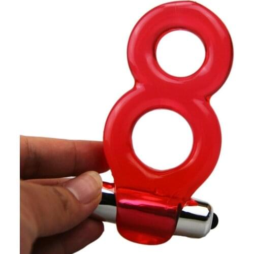 BASICS 8 Vibrating Twin Rings Vibrator Bold delay Ejaculation dildo extender Premature Lock Fine ball holder Sex Toys for Men