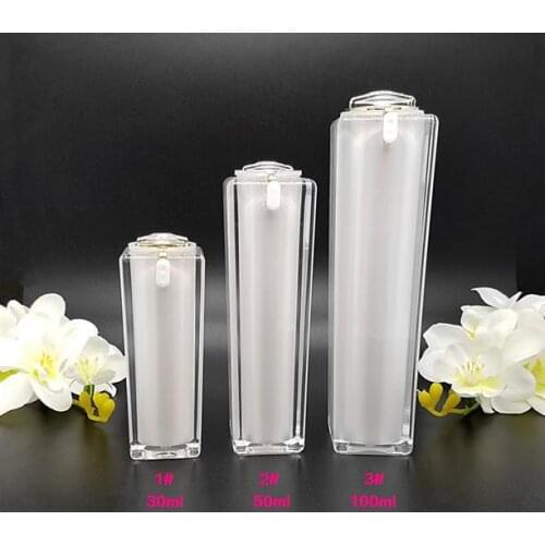 Free shipping 30ml 10pcs/lot High-end square white acrylic cosmetics packing bottle, suit bottle,press emulsion/lotion bottle