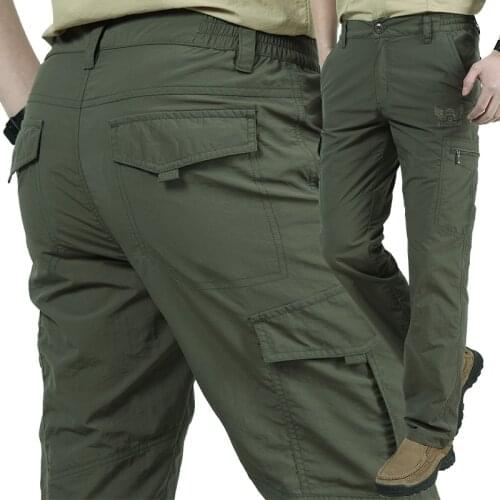 Mens Lightweight Tactical Multi Pocket Outdoor Cargo Pants Breathable Casual Army Military Male Waterproof Quick Dry Pants