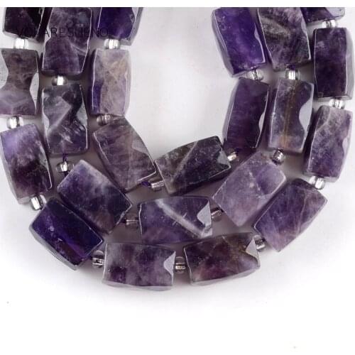 Natural Stone Amethysts Purple Quartz Faceted Cuboid Shape Beads Spacer Loose Beads For Jewelry Making 5*10mm Diy Bracelet 15"