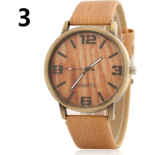 Simulation Wooden Watches Women Quartz Watch Casual Wooden Color Leather Strap Watch Wood Male Wristwatch Relogio Masculino
