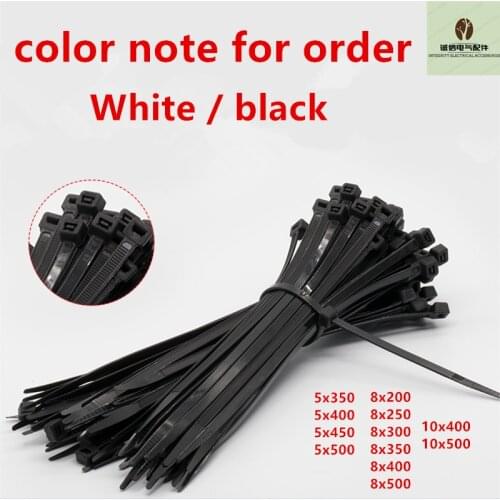 Black/white nylon cable ties 5x350 8x200 10x500 self-locking strap plastic fastener wire ties cable clamp packaging tape ribbon