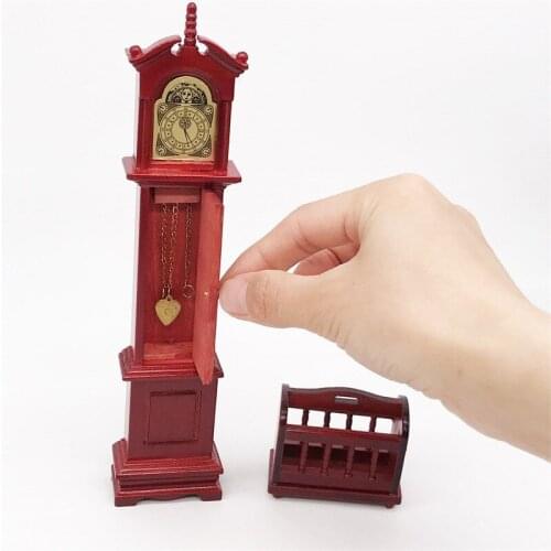 1:12 wooden miniature Ancient Clock children mini dollhouse play toy dolls miniature furniture set girls gifts
