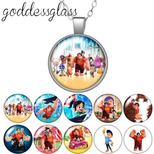 Disney Wreck-It Ralph Vanellope PC Game Round Glass glass cabochon silver plated/Crystal pendant necklace jewelry Gift
