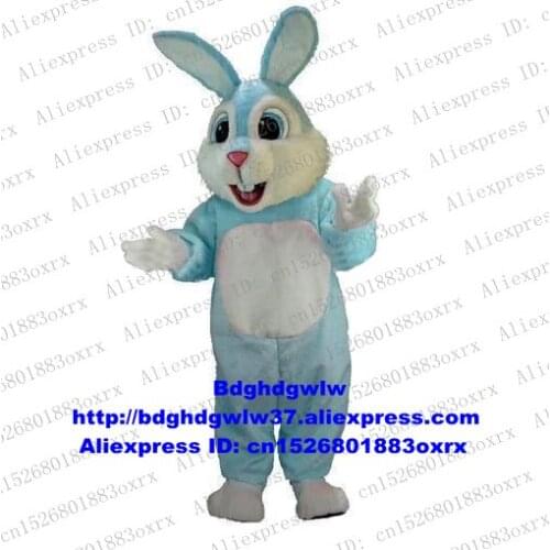 Long Fur Blue Easter Bunny Osterhase Rabbit Hare Mascot Costume Adult Character Large Family Gathering Company Kick-off zx1270