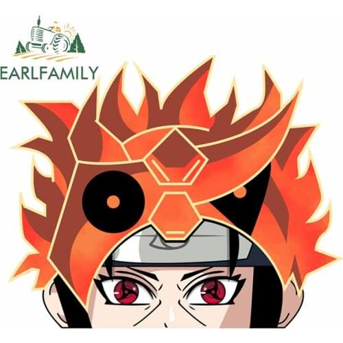 EARLFAMILY 13cm x 10.6cm for Ninja Itachi Susano Hat Peeker Vinyl Car Stickers Scratch-proof Personality Windshield Trunk Decal