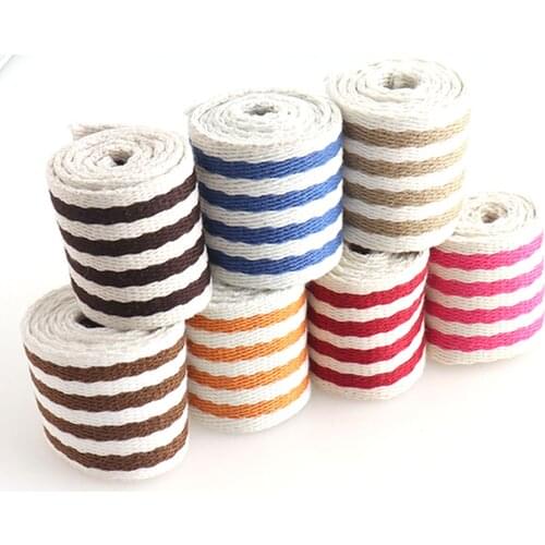 8 Yards 38MM Webbing Cotton Webbing Striped Webbing Nylon Webbing Tote Bag Cotton Canvas Belt Cotton Tape Webbing Purse Supplies