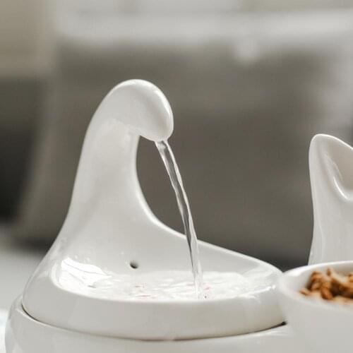 360 Ceramic Pet Fountain Advanced Cat Water Drinking Fountain Bowl with Replacement Filters and Foam for Cat and Dogs