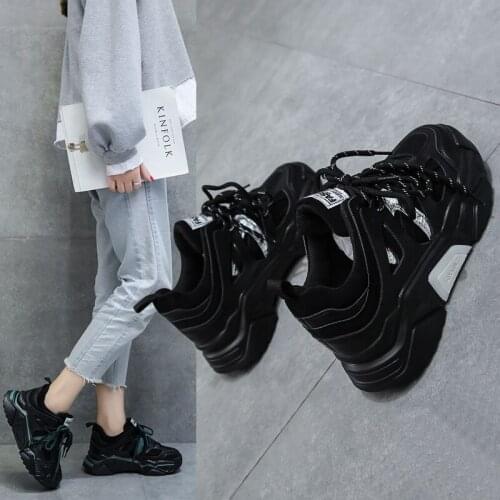Spring and summer new fashion trend casual shoes all-match thick-soled lace-up low-top sneakers large size 40 womens shoes