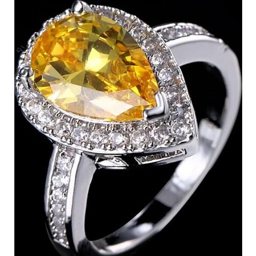 2017 Hot Luxury Cut Drop Shape Cubic Zirconia Engagement Rings For Women New Design Cocktail Ring Party Gifts Accessories R-034