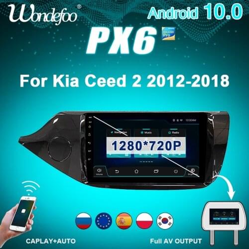 2 din Android 10 car radio PX6 For Kia Ceed 2 2012-2018 GPS navigation car stereo screen bluetooth 2din auto audio multimedia