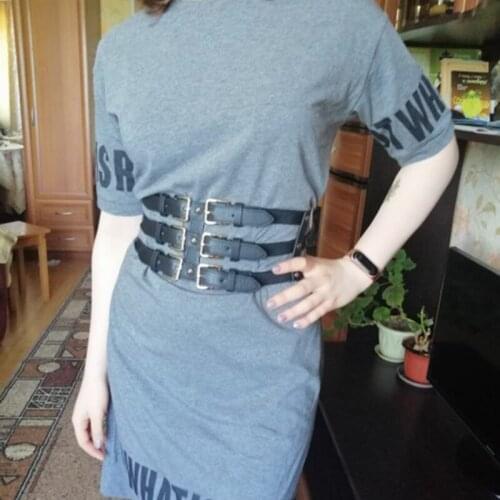 Fashion Women Ultra Wide Leather Belts Slim Corset Body Vintage Faux Leather Retro Design Elastic Strap Belt Slimming Corset