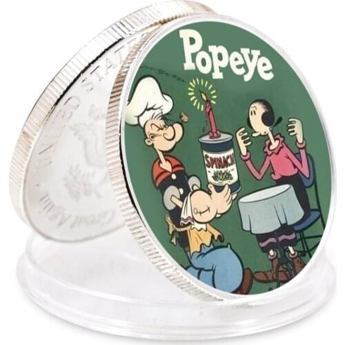 Challenge Coin Popeye Sliver Plated Metal Coin American Souvenir Coins 2021 New Year Gift Home Decor Collection