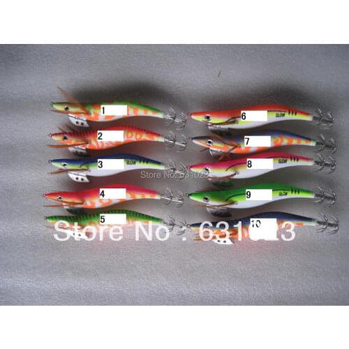 MR OCTOPUS 10pcsfishing lure , squid jigs,The bionic shrimp ,glow in dark.4.0#,15.5cm,28g.random colour mixed