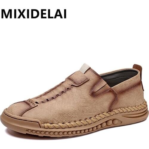 New Men Loafers Spring Summer Soft Leather Sneakers Men Moccasins Breathable Casual Mens Shoes Driving Shoes Flat Shoes Size 46