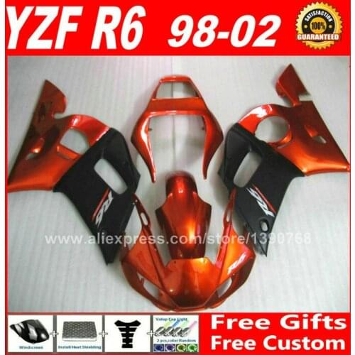 Fairing kit for 1998 - 2002 YAMAHA R6 plastic 1999 2000 2001 brown orange 1 99 00 01 fairings