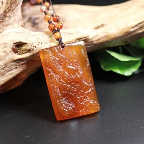 Natural Agate Chalcedony Ice Dragon head Jade Pendant Jewelry Domineering Lucky Auspicious Amulet Pendant Jade Fine Jewelry