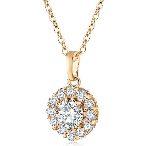 New Necklace Women Fashion Micro-inlaid Simple Round Zircon Fashionable Elegant Simple Pendant Necklace Jewelry
