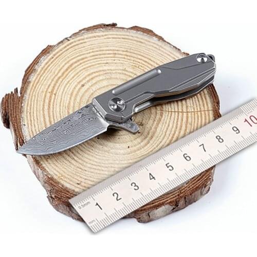 New style a sharp mini Damascus knife folding knife The titanium handle Exquisite gift Outdoor survival tools