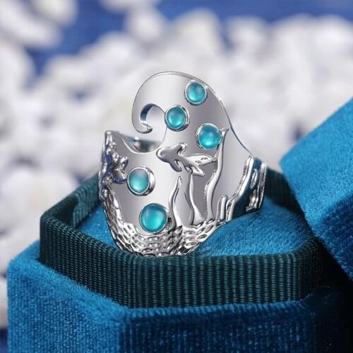 New Style Carving Creative Underwater World Fish Pattern Ring Fashion Trend Mens and Womens Banquet Ring Jewelry