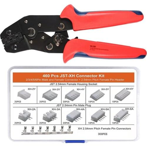 SN-28B Dupont crimping plier 460PCS JST-XH Connectors Kit Terminal Pin Crimper Tool for 2.54mm 3.96mm 23-17AWG 0.25-1.0mm²